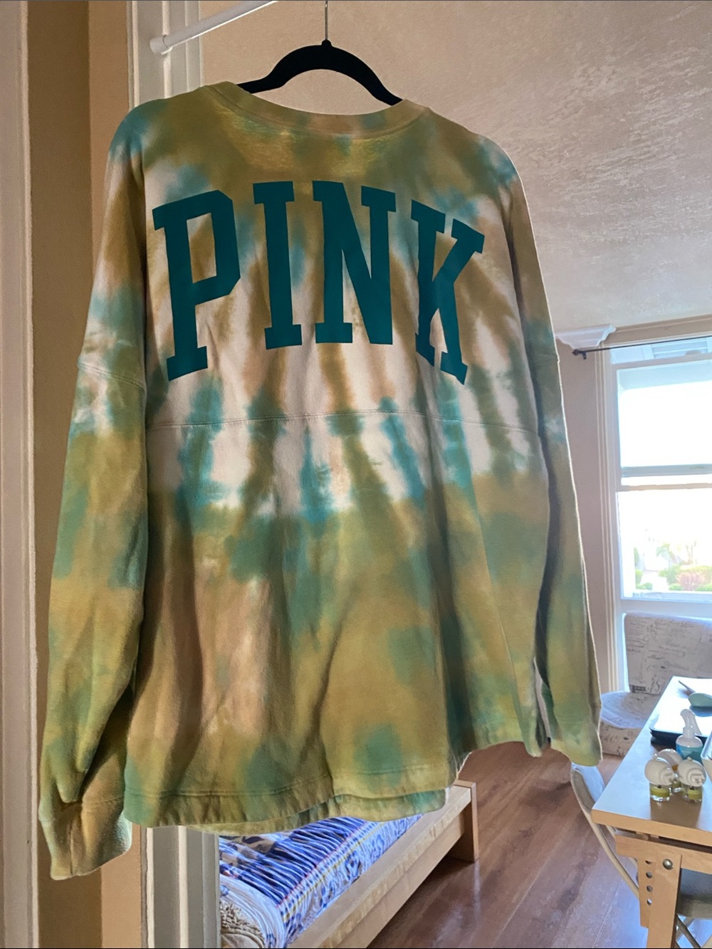 PINK Victoria's Secret  Tie-Dye Sweatshirt in Green & Cream 2000
